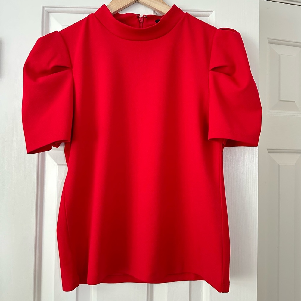 Ann Taylor Red Short Sleeve Work Top Size Small EUC